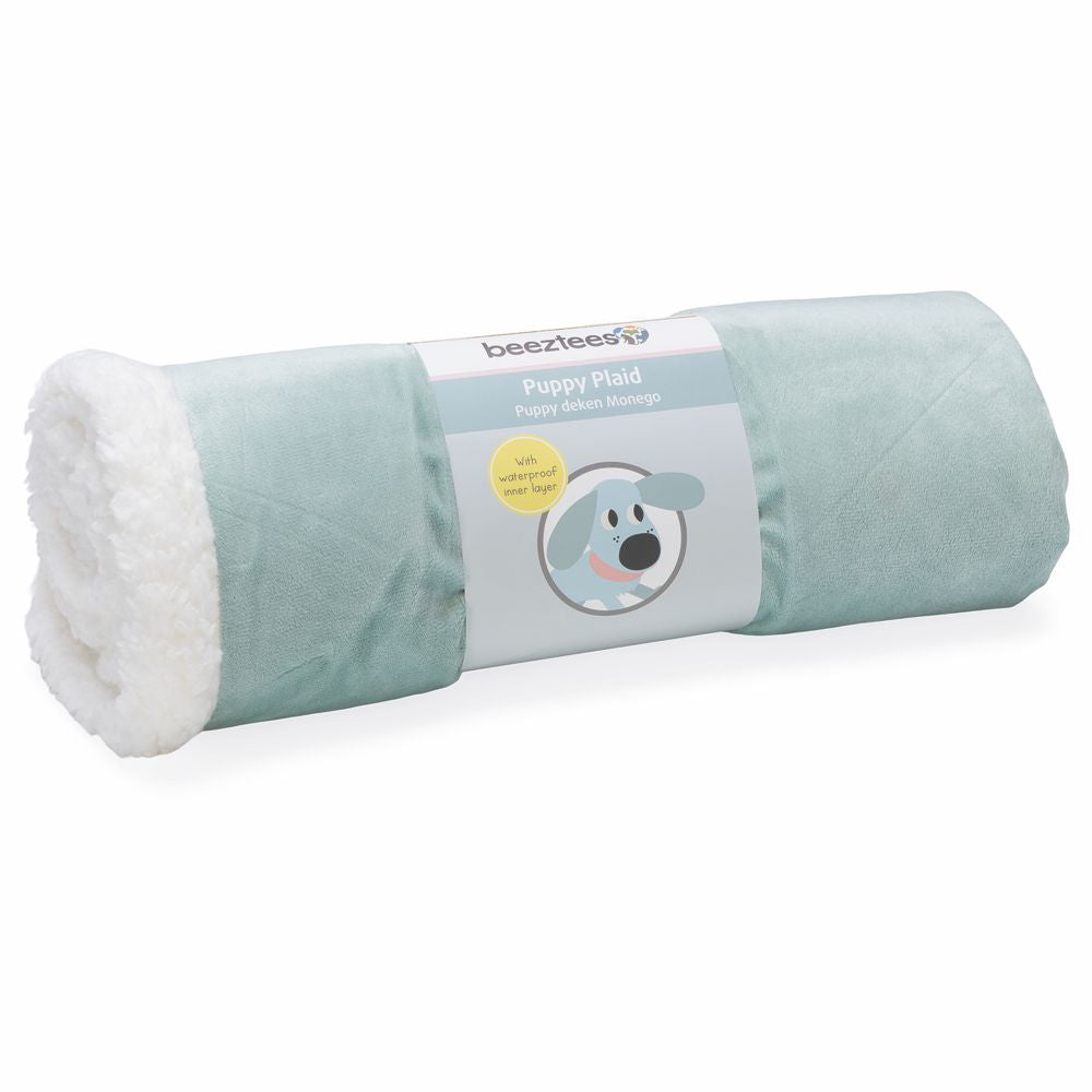 Beeztees Plüsch-Welpendecke MONEGO - mint/weiß - 100 x 70 cm - Puppy Hundedecke