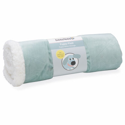 Beeztees Plüsch-Welpendecke MONEGO - mint/weiß - 100 x 70 cm - Puppy Hundedecke