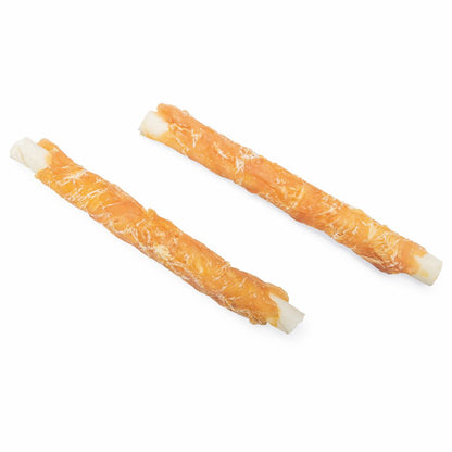 Beeztees Rinderhaut Kaustangen - Huhn - 2 Stück - 15 cm - Hundesnack Kausnack Leckerli