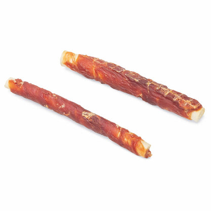Beeztees Rinderhaut Kaustangen - Ente - 2 Stück - 15 cm - Hundesnack Kausnack Leckerli