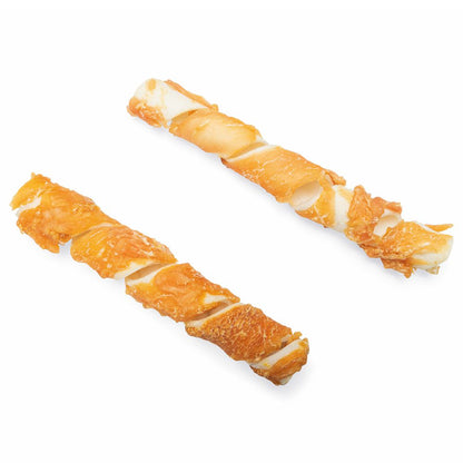 Beeztees Rinderhaut Kau-Twisters - Huhn - 2 Stück - 18 cm - Hundesnack Kausnack Leckerli