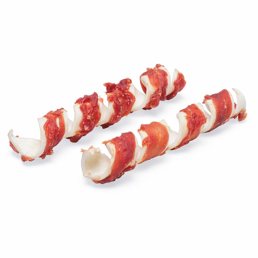 Beeztees Rinderhaut Kau-Twisters - Ente - 2 Stück - 18 cm - Hundesnack Kausnack Leckerli