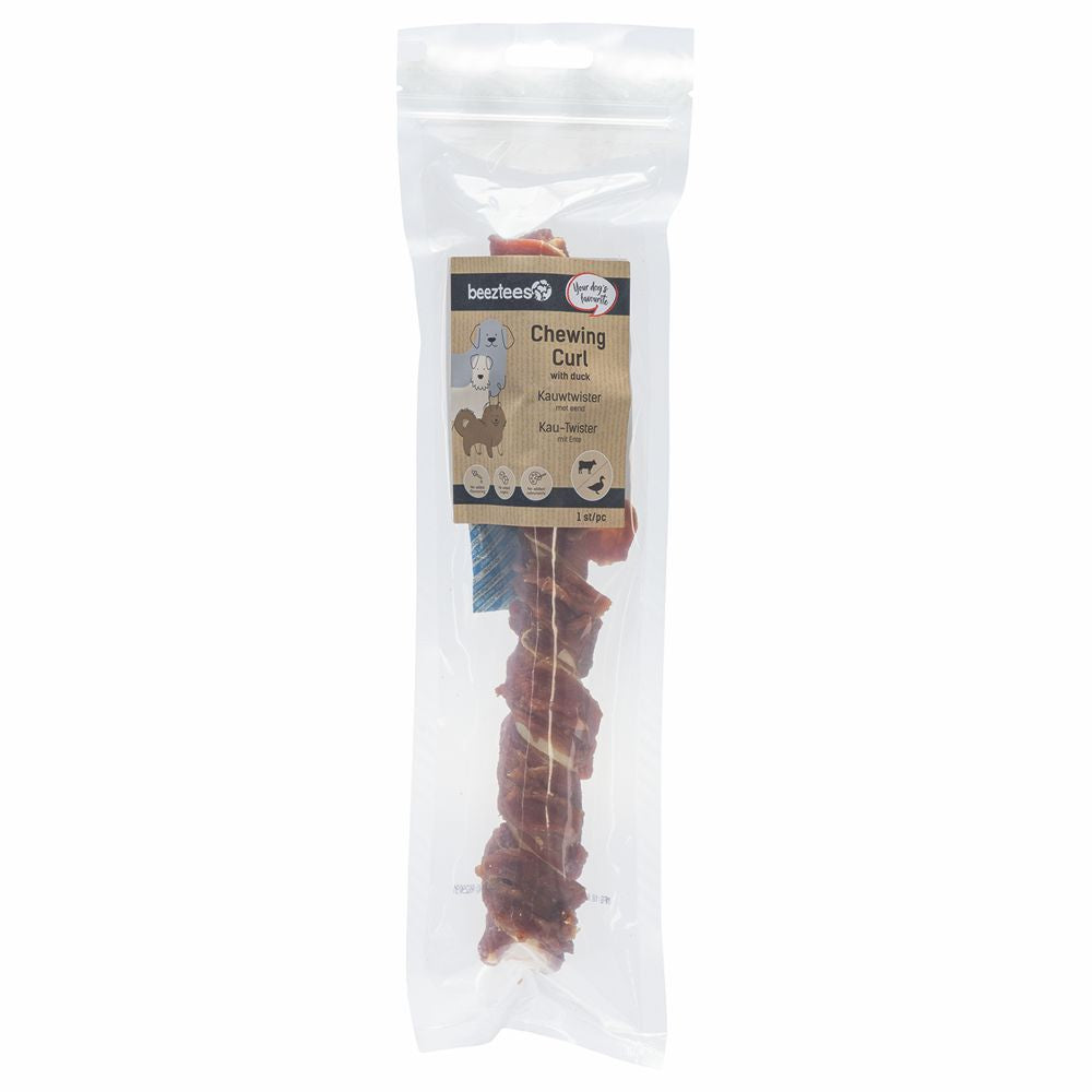 Beeztees Rinderhaut Kau-Twister - Ente - 25 cm - Hundesnack Kausnack Leckerli