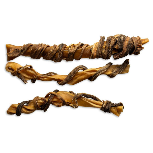 Beeztees Rinderkopfhaut mit Pansen - 3 Stück - 30 cm lang - natürliches Produkt