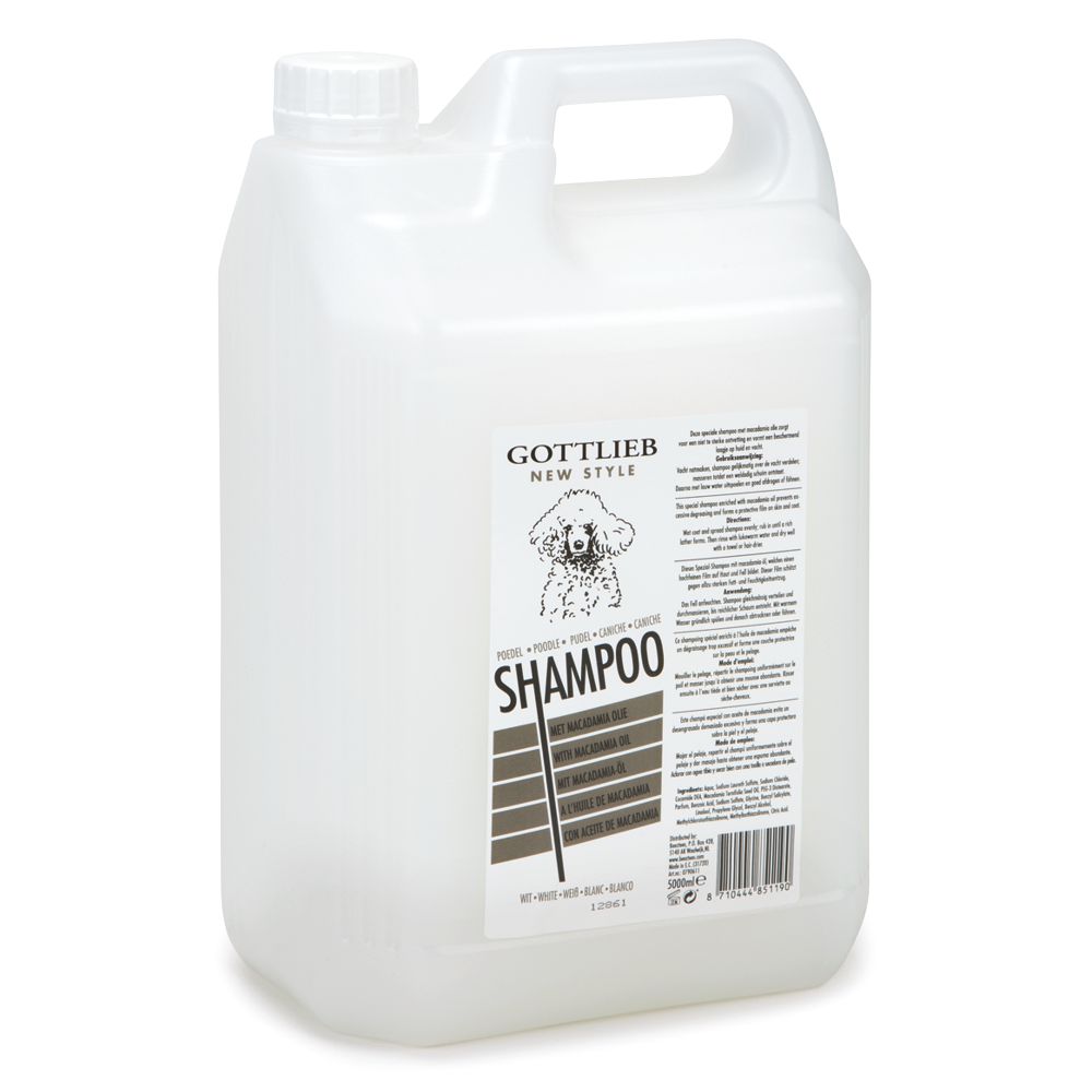 Gottlieb New Style Pudel Shampoo weiß - mit Macadamia Öl - Hundeshampoo - 5 l