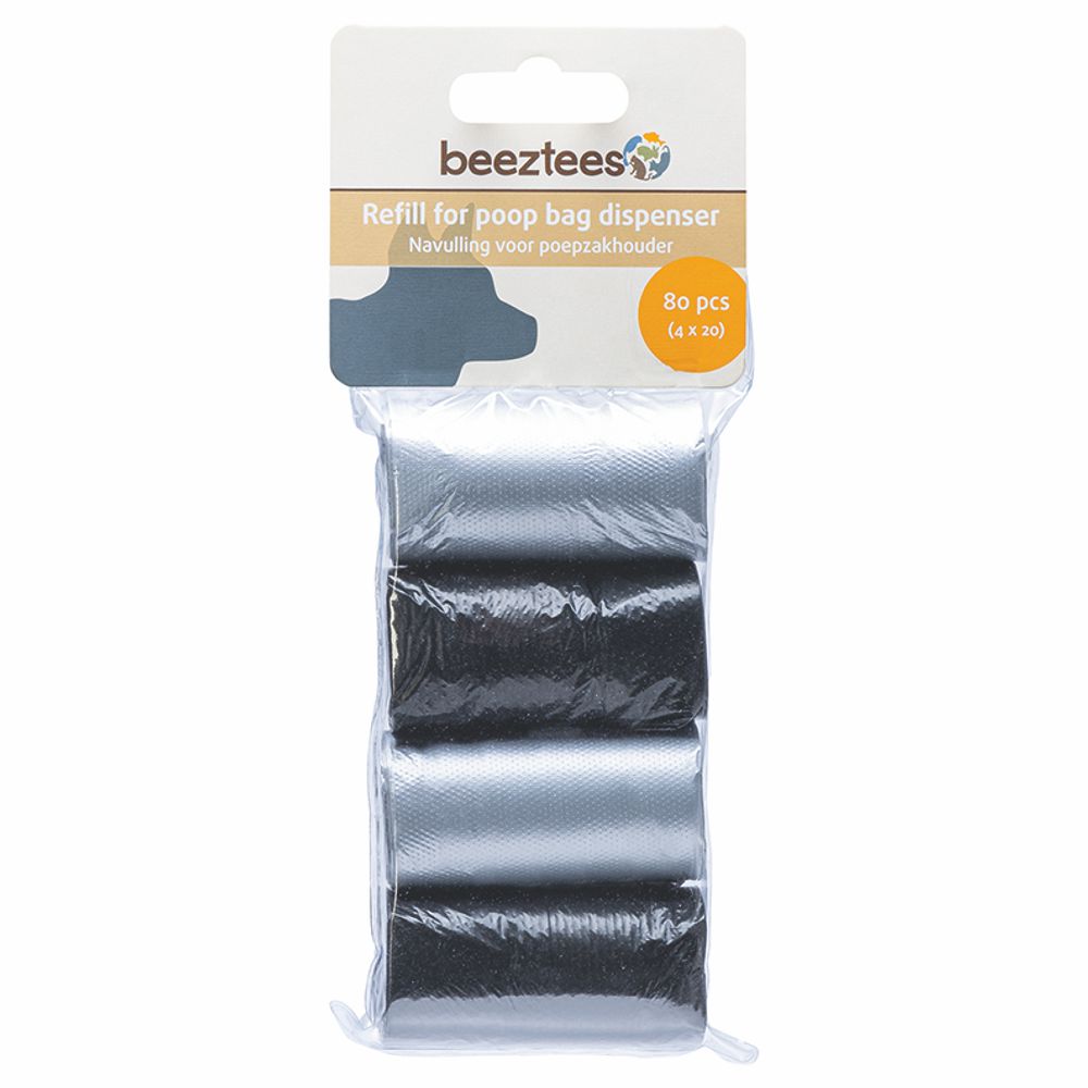 Beeztees Kotbeutel Poop Bags - schwarz/grau - Hunde Kottüten Nachfüllrollen für Spender