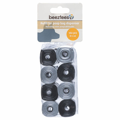 Beeztees Kotbeutel Poop Bags - schwarz/grau - Hunde Kottüten Nachfüllrollen für Spender