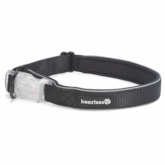 Beeztees Premium Sicherheitshalsband PARINCA - Nylon schwarz - LED Hundehalsband