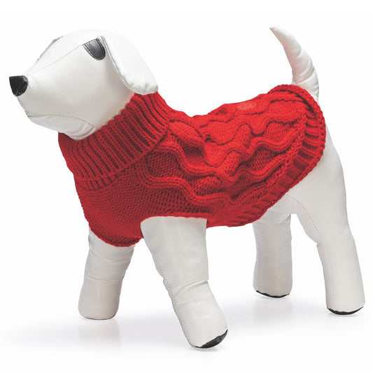 Beeztees Hundepullover MARIE - rot Strickmuster Hundejacke Hundemantel Sweater