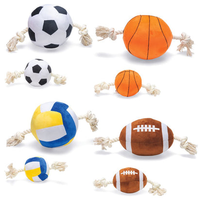 Beeztees Plüsch-Ball mit Seil - Apportieren Zerren Suchen - Apportierspielzeug