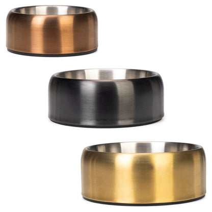 Designed by Lotte Edelstahl Hundenapf NOAR - bronze/schwarz/gold - Futternapf Wassernapf
