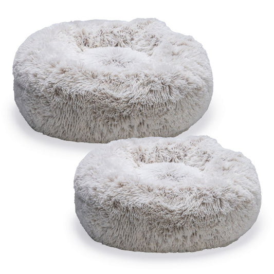 Beeztees SIBA - orthopädisches Hundebett rund - beige - Hundekissen Schlafplatz