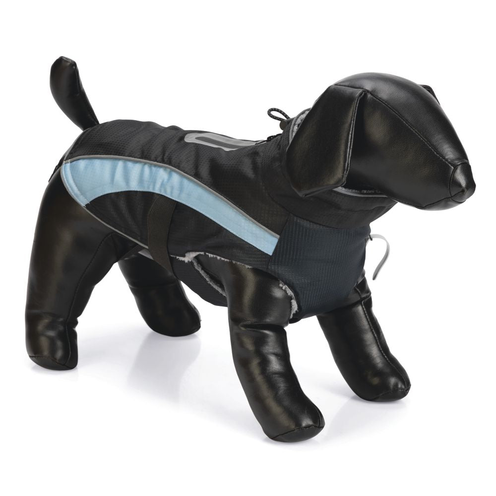 Beeztees Hundemantel SABY - schwarz/hellblau - Hundejacke Hundepullover Regenmantel