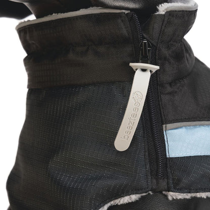 Beeztees Hundemantel SABY - schwarz/hellblau - Hundejacke Hundepullover Regenmantel