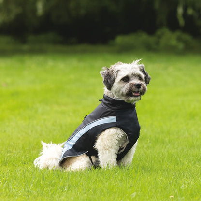 Beeztees Hundemantel SABY - schwarz/hellblau - Hundejacke Hundepullover Regenmantel