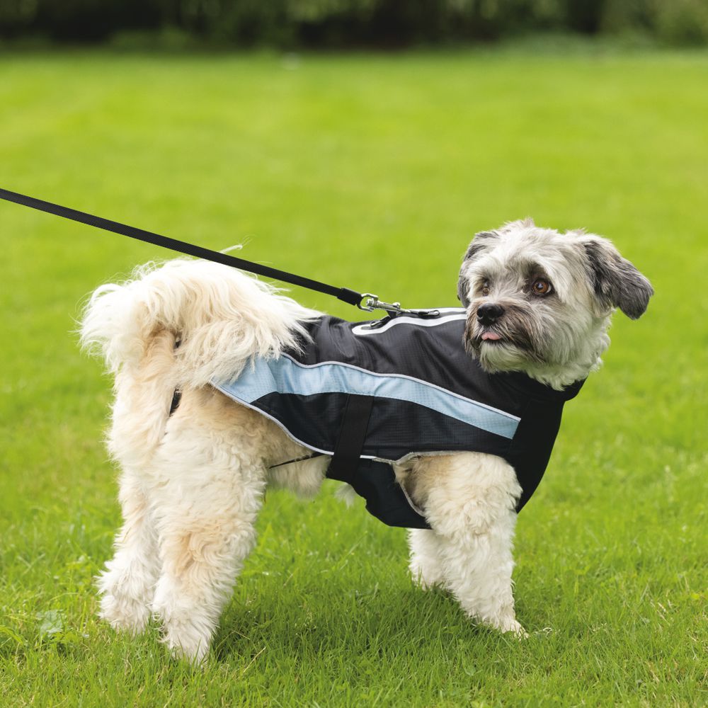 Beeztees Hundemantel SABY - schwarz/hellblau - Hundejacke Hundepullover Regenmantel