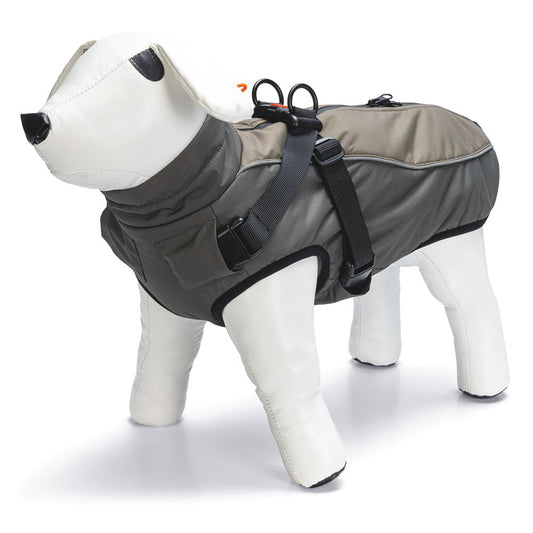 Beeztees Hundemantel MILO - grau - mit Geschirr - Hundejacke Regenmantel