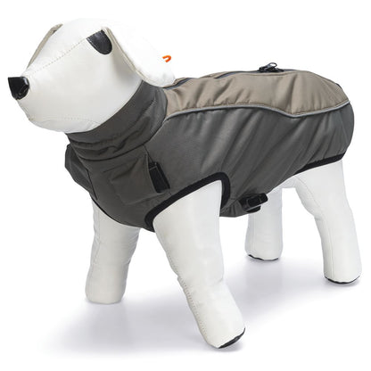 Beeztees Hundemantel MILO - grau - mit Geschirr - Hundejacke Regenmantel