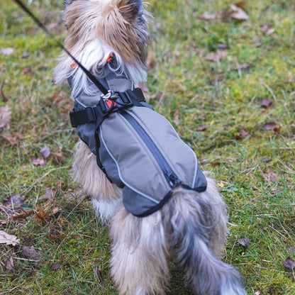 Beeztees Hundemantel MILO - grau - mit Geschirr - Hundejacke Regenmantel