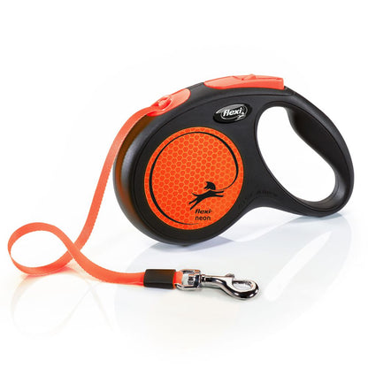 flexi NEON - M - Gurt-Leine - 5 Meter - neon-orange