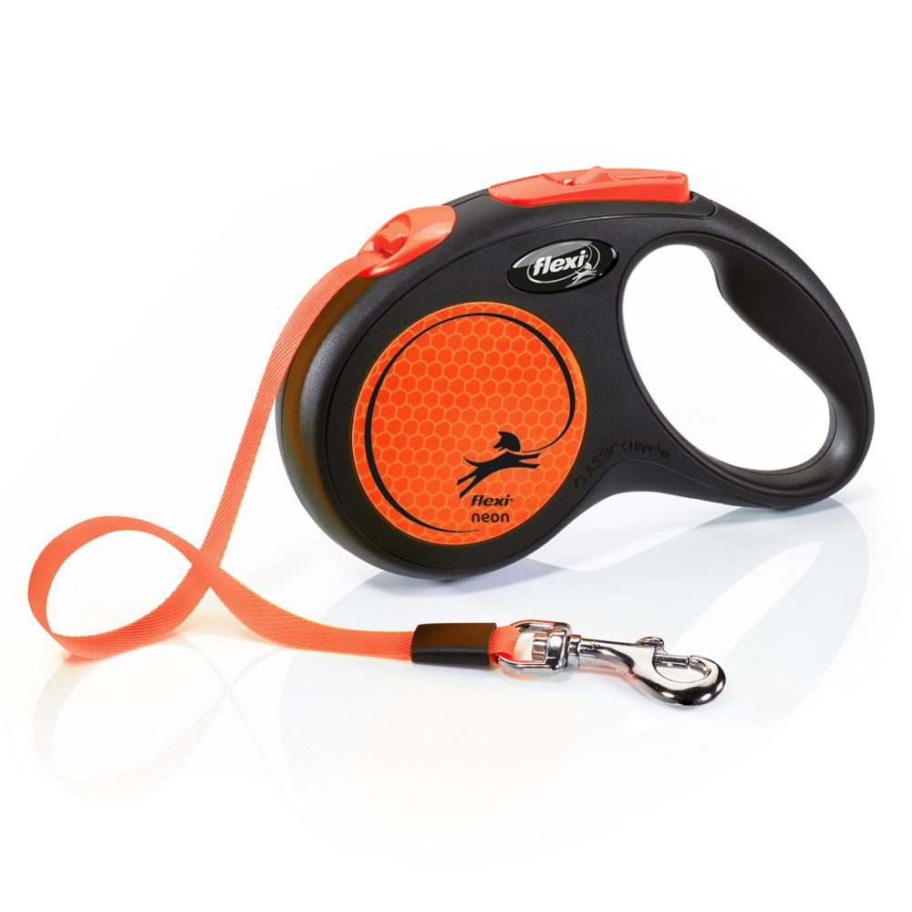 flexi NEON - S - Gurt-Leine - 5 Meter - neon-orange