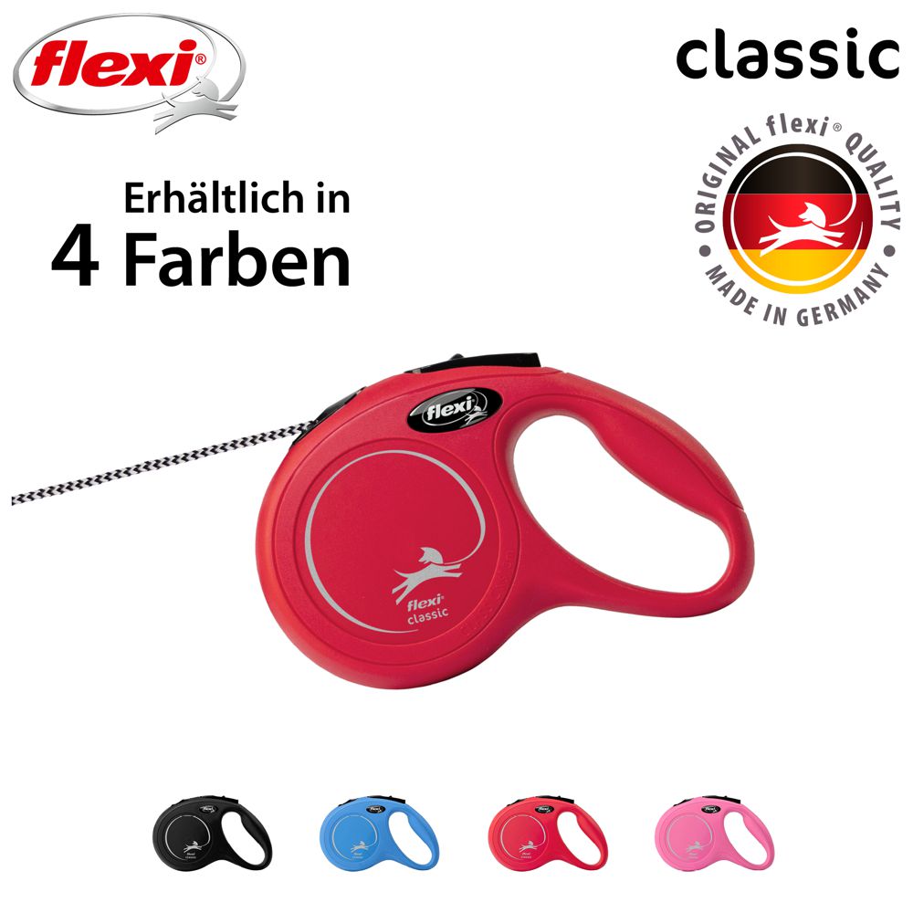 flexi CLASSIC - XS - Seil-Leine - 3 Meter - Hundeleine Roll-Leine Flexileine