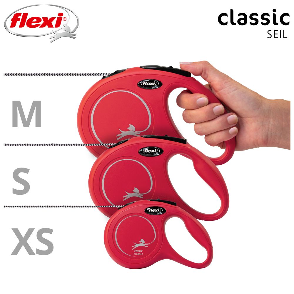 flexi CLASSIC - XS - Seil-Leine - 3 Meter - Hundeleine Roll-Leine Flexileine