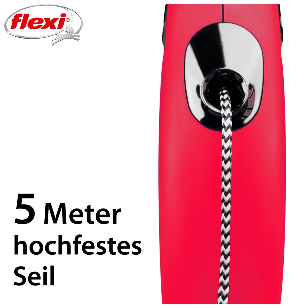 flexi CLASSIC - S - Seil-Leine - 5 Meter - Hundeleine Roll-Leine Flexileine