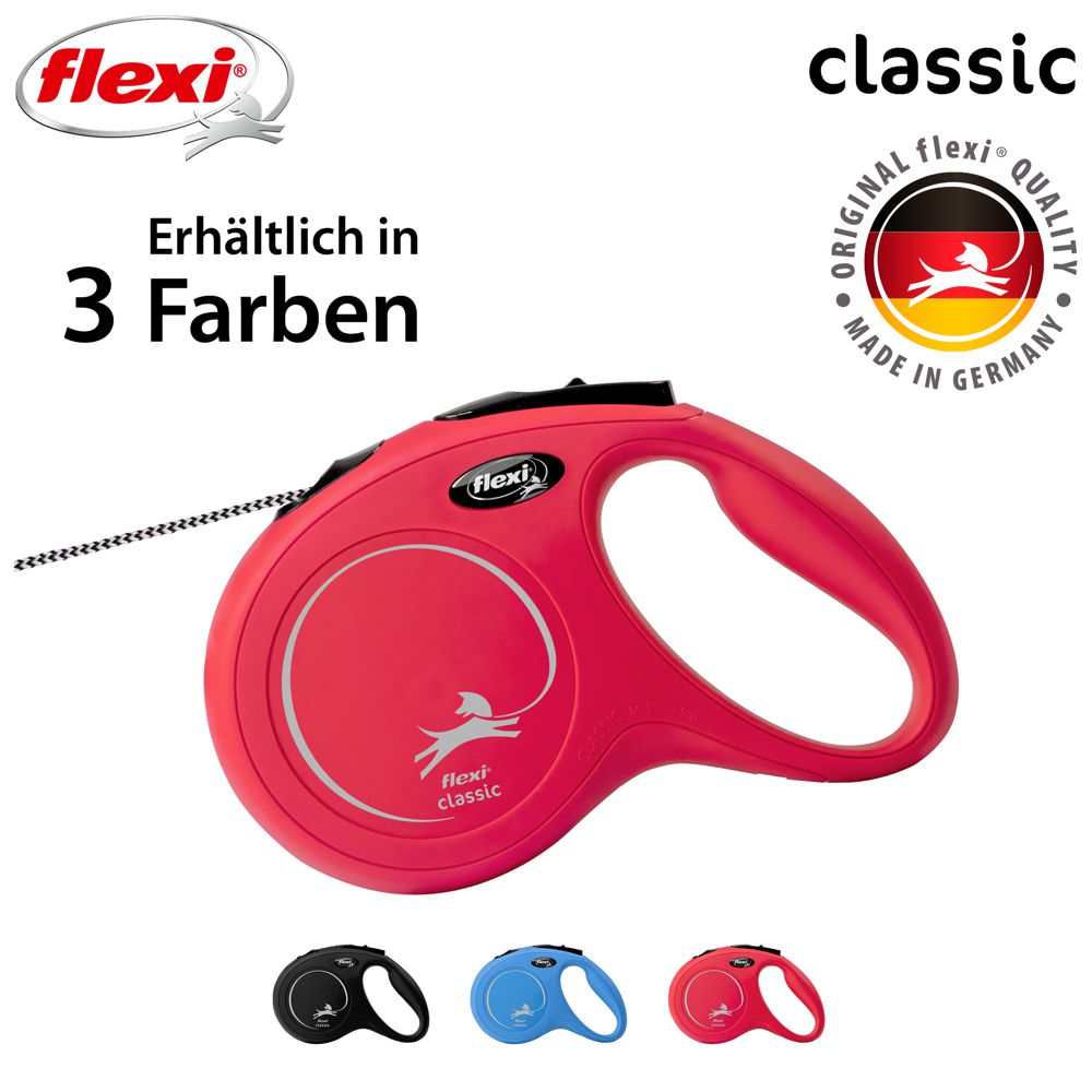 flexi CLASSIC - M - Seil-Leine - 8 Meter - Hundeleine Roll-Leine Flexileine