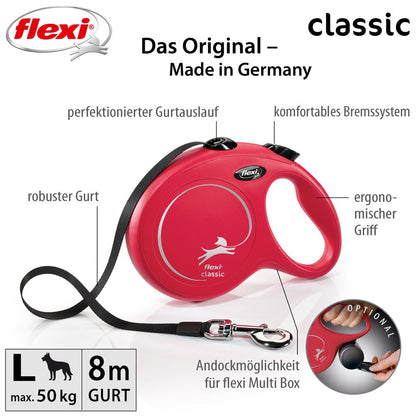 flexi CLASSIC - L - Gurt-Leine - 8 Meter - Hundeleine Roll-Leine Flexileine