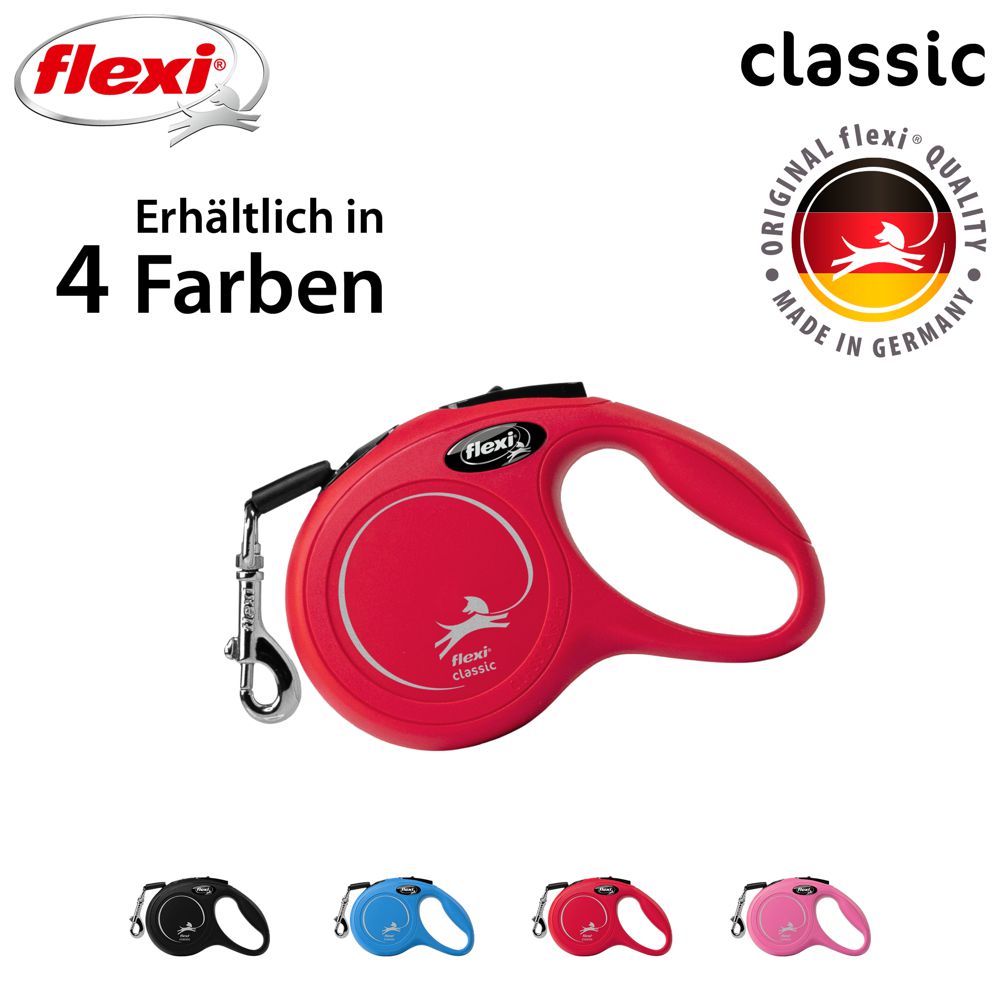 flexi CLASSIC - XS - Gurt-Leine - 3 Meter - Hundeleine Roll-Leine Flexileine
