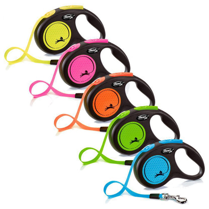 flexi NEON - S - Gurt-Leine - 5 Meter - Hundeleine Roll-Leine Flexileine