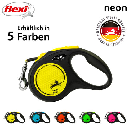 flexi NEON - S - Gurt-Leine - 5 Meter - Hundeleine Roll-Leine Flexileine