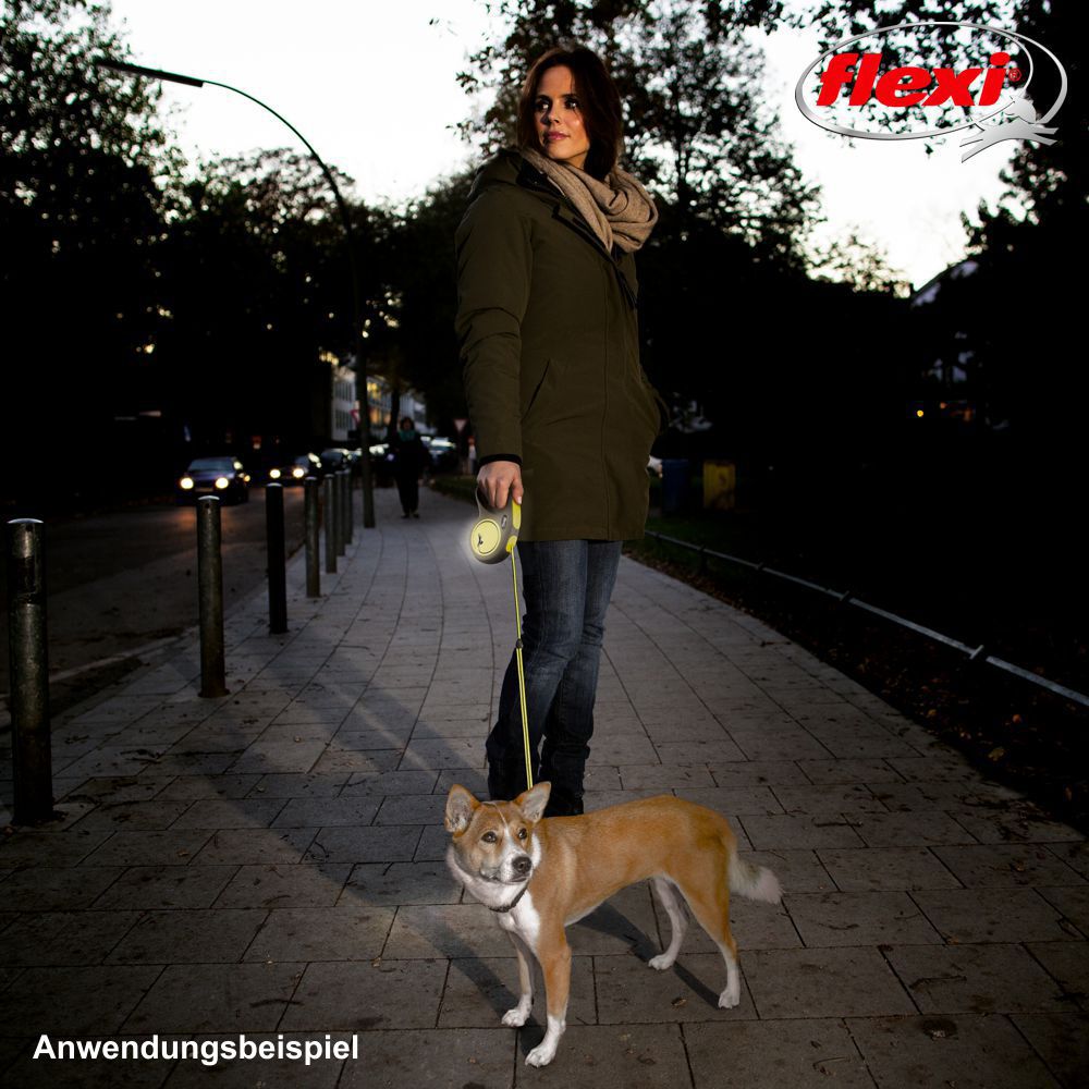 flexi NEON - S - Gurt-Leine - 5 Meter - Hundeleine Roll-Leine Flexileine