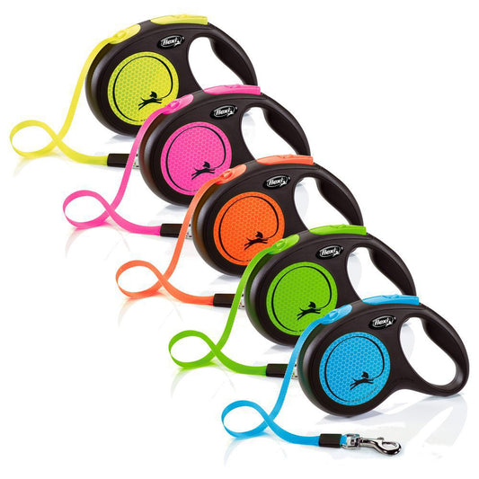flexi NEON - M - Gurt-Leine - 5 Meter - Hundeleine Roll-Leine Flexileine