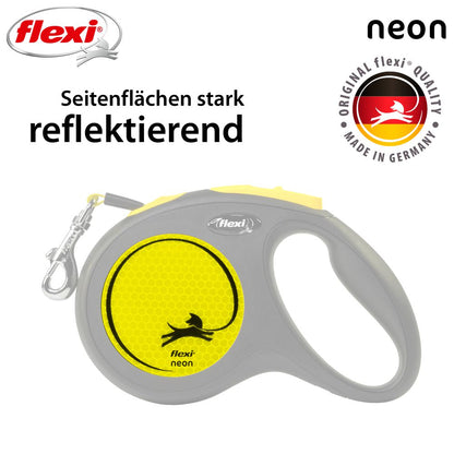 flexi NEON - M - Gurt-Leine - 5 Meter - Hundeleine Roll-Leine Flexileine