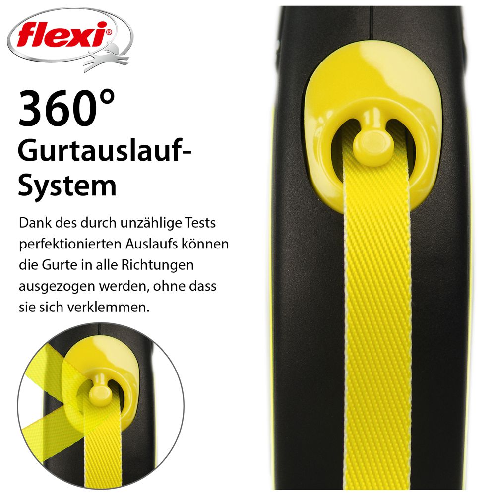 flexi NEON - M - Gurt-Leine - 5 Meter - Hundeleine Roll-Leine Flexileine