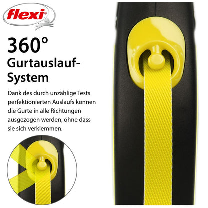 flexi NEON - M - Gurt-Leine - 5 Meter - Hundeleine Roll-Leine Flexileine