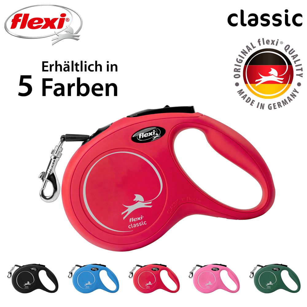 flexi CLASSIC - M - Gurt-Leine - 5 Meter - Hundeleine Roll-Leine Flexileine