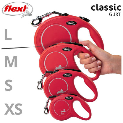 flexi CLASSIC - M - Gurt-Leine - 5 Meter - Hundeleine Roll-Leine Flexileine