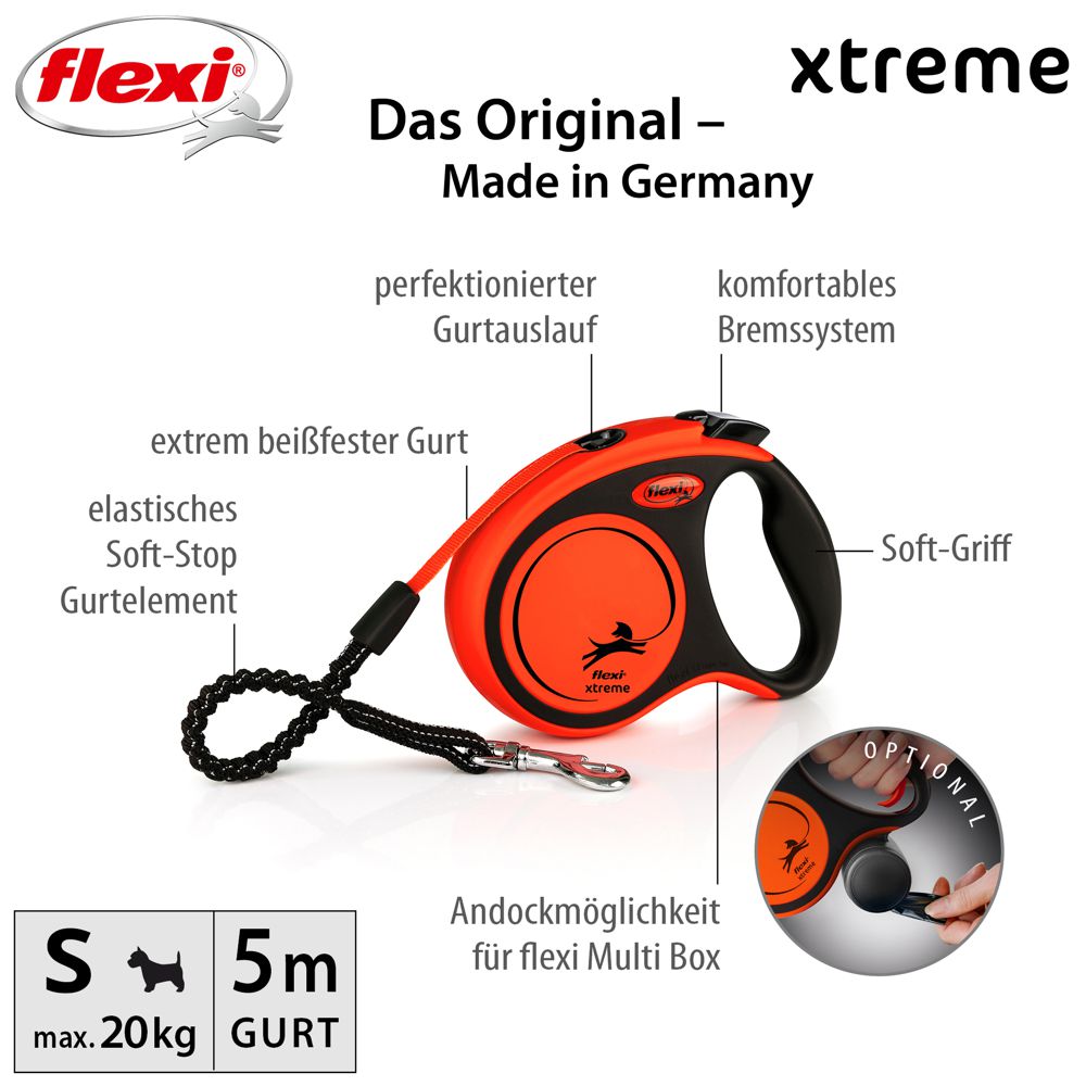 flexi XTREME XS/S/M/L - 3/5/8 m Gurt-Leine - Hundeleine Flexileine