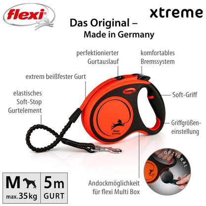 flexi XTREME XS/S/M/L - 3/5/8 m Gurt-Leine - Hundeleine Flexileine