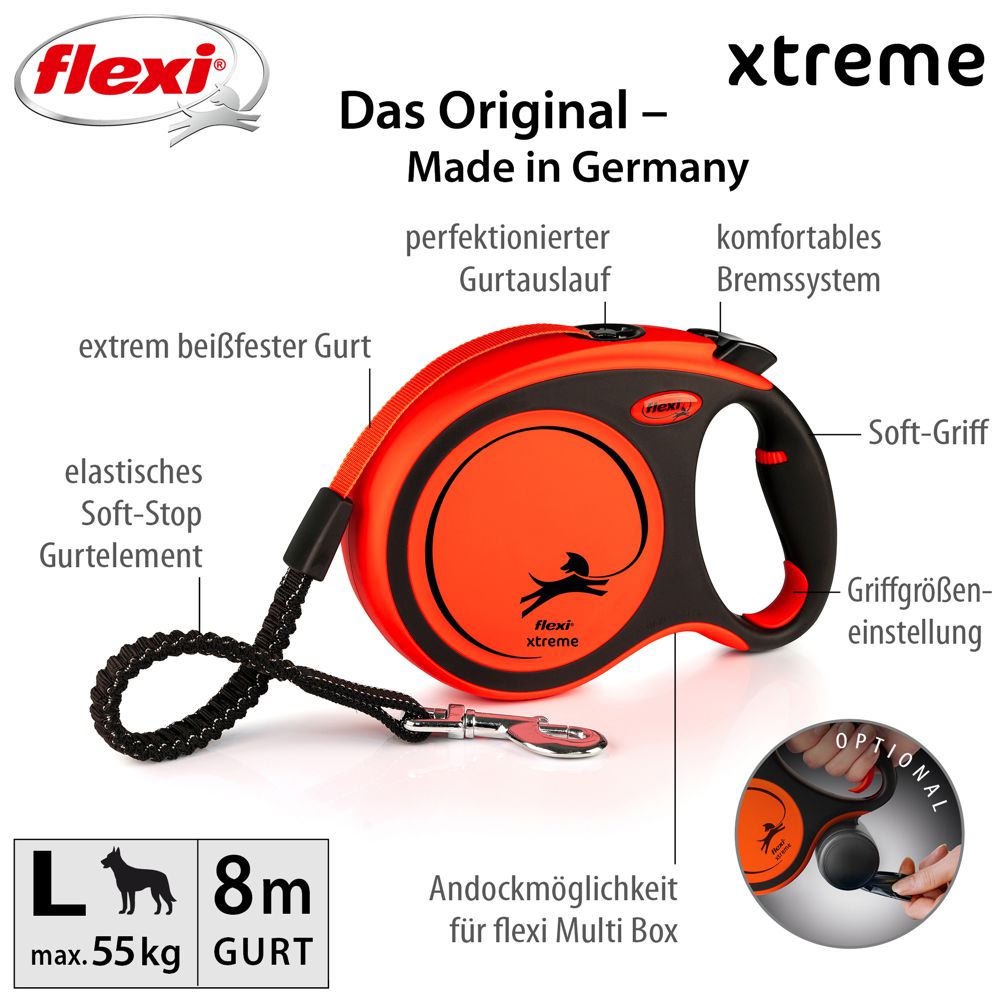 flexi XTREME XS/S/M/L - 3/5/8 m Gurt-Leine - Hundeleine Flexileine