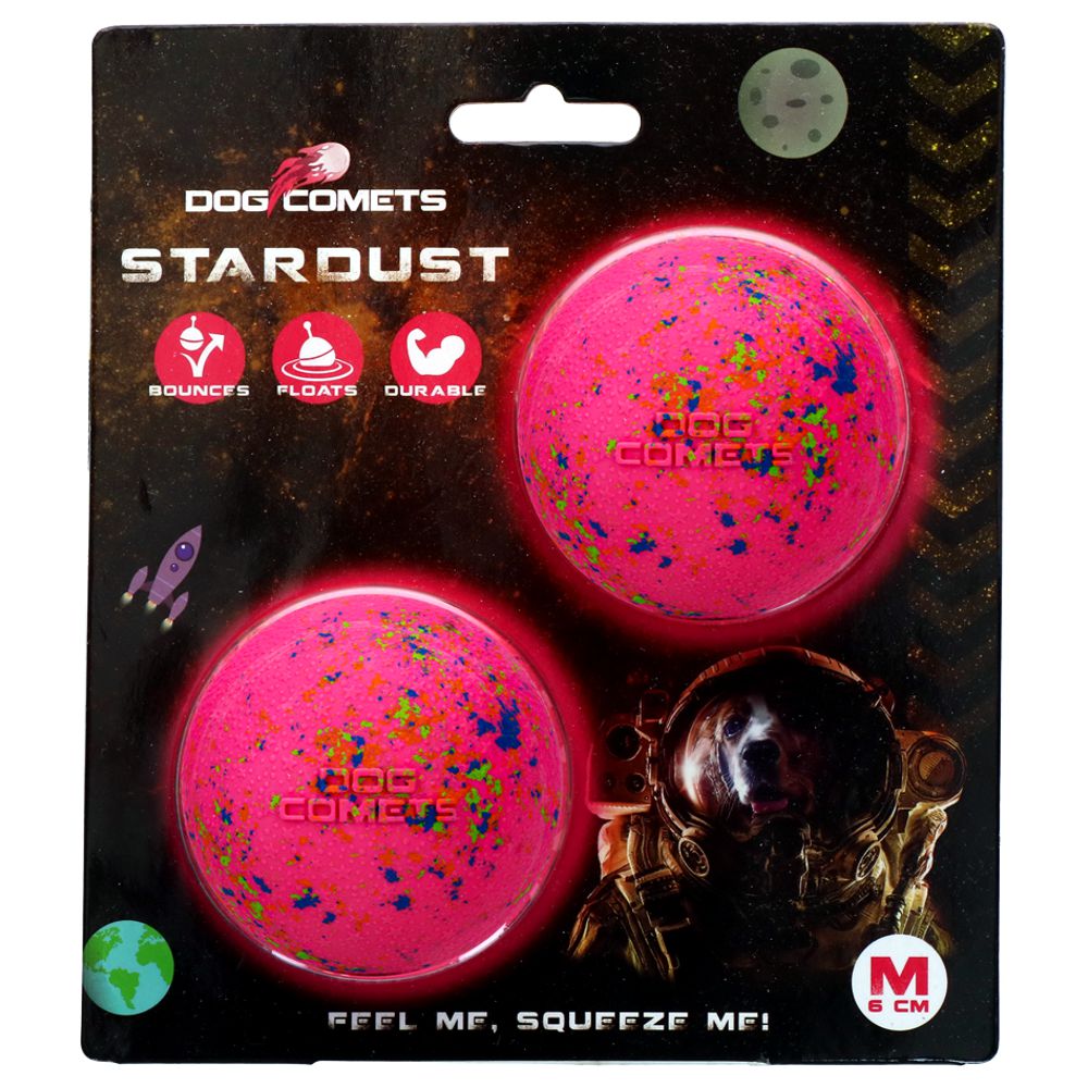 Dog Comets STARDUST BALL - M - 2er Pack / rosa