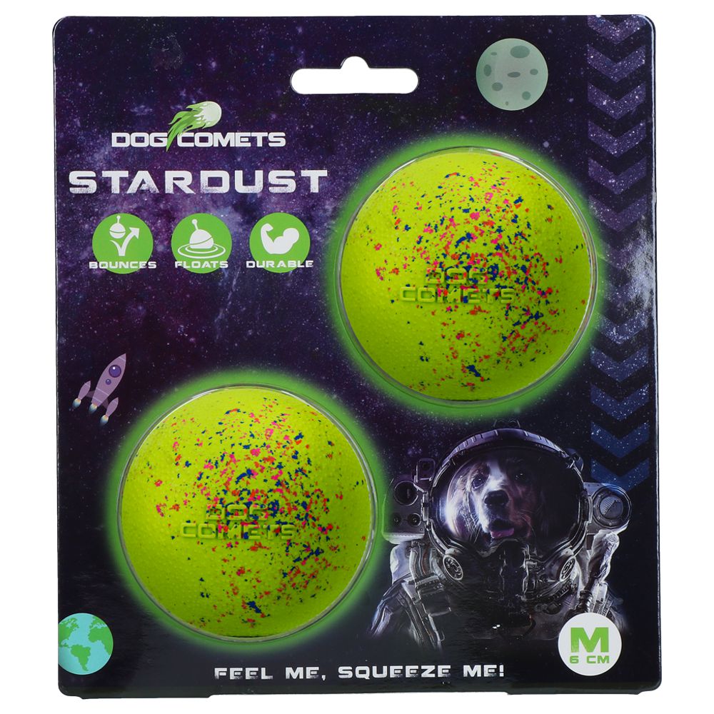 Dog Comets STARDUST BALL - M - 2er Pack / grün