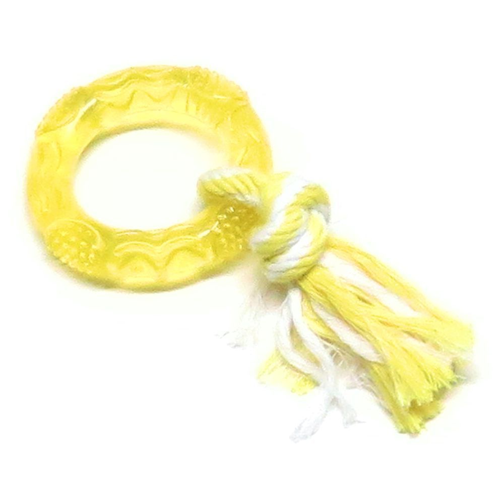 Karlie Ring mit Seil - Hundespiel Kauspielzeug Welpen-Zerrspiel - TPR Gummiring