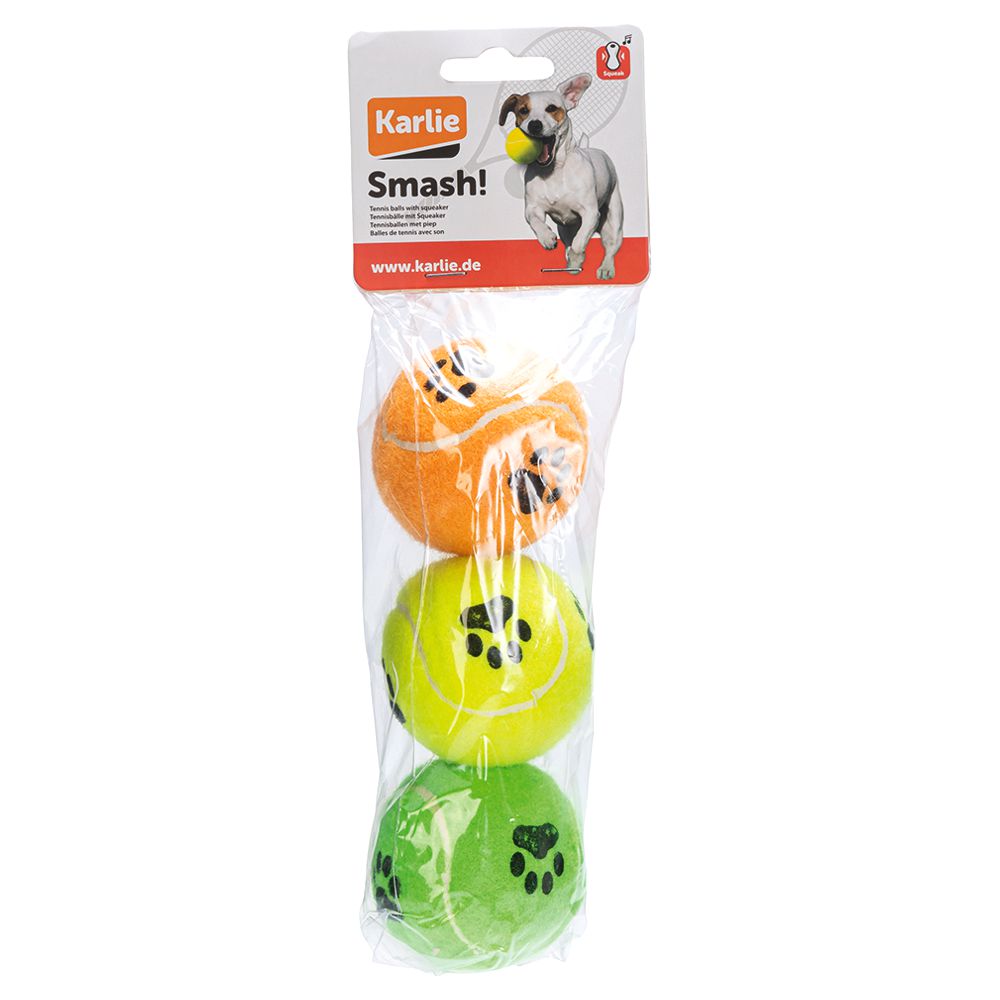 Karlie Hunde-Tennisbälle 3er Set - 6,3 cm - gelb grün orange Apportierspiel Ball