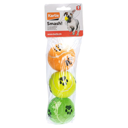 Karlie Hunde-Tennisbälle 3er Set - 6,3 cm - gelb grün orange Apportierspiel Ball