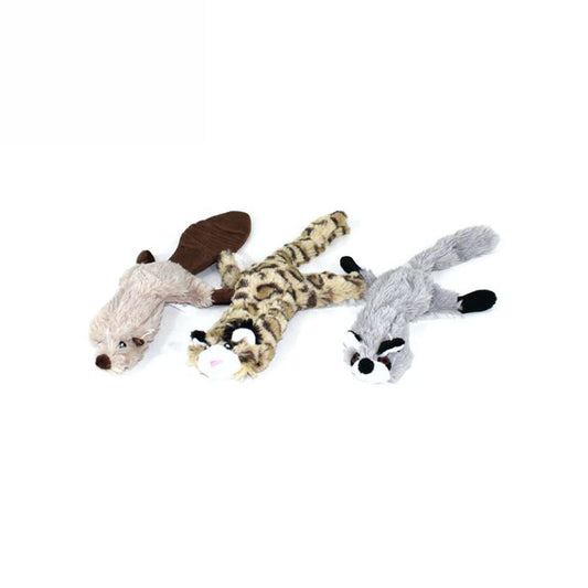 Karlie Plüsch-Hundespielzeug Wild Zoo - 3er Set Biber Leopard Waschbär - 30 cm