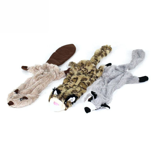 Karlie Plüsch-Hundespielzeug Wild Zoo - 3er Set Biber Leopard Waschbär - 60 cm